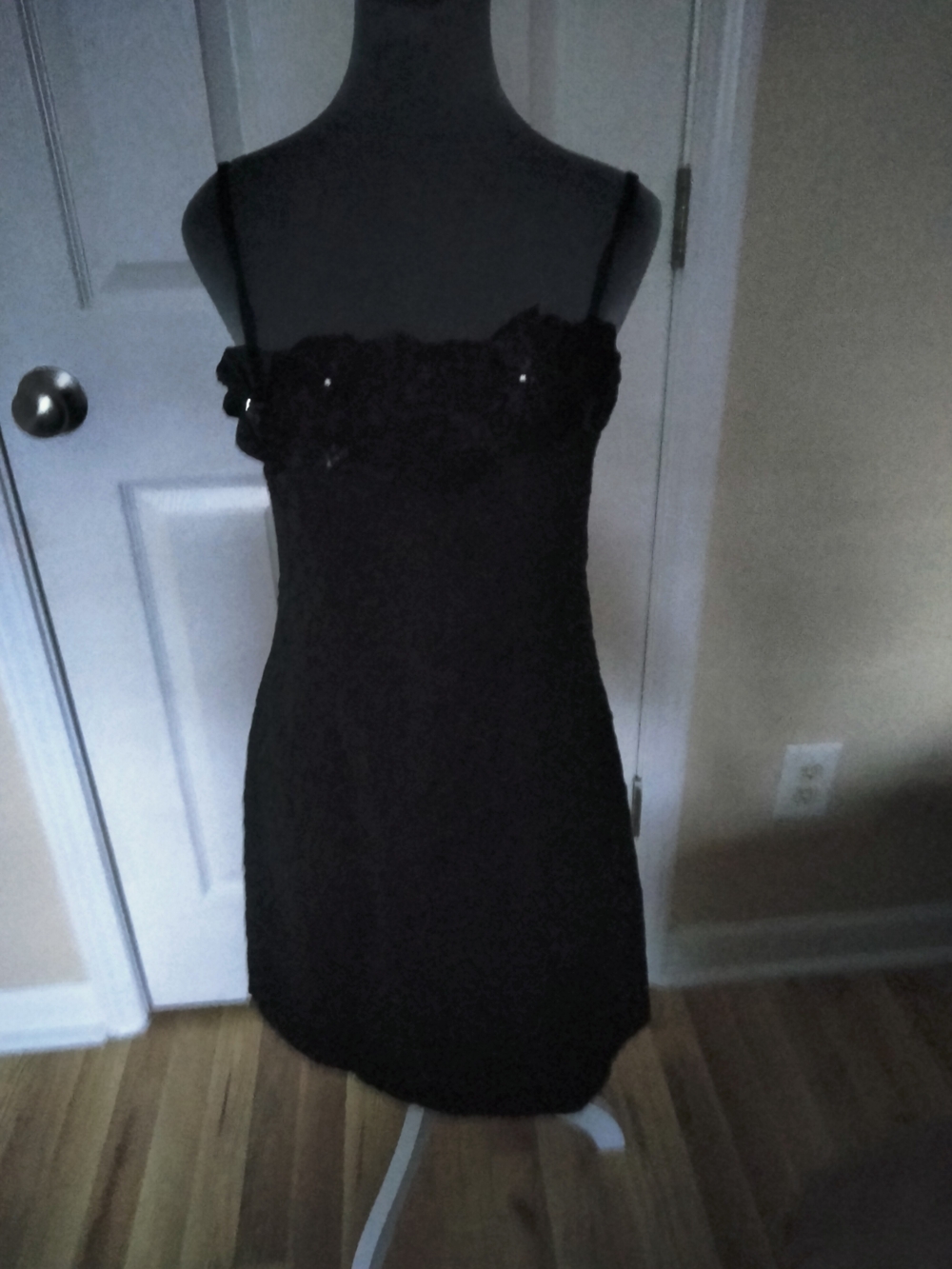 Maggy London Black Lace Spaghetti-Strap Mini Dress